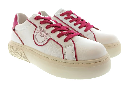 Pinko Women's White and Fuchsia Logo Platform Sneakers-