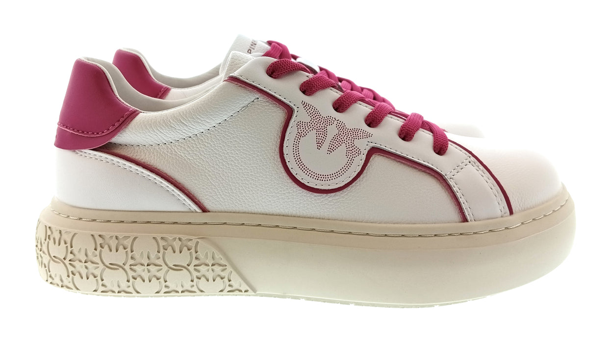 Pinko Women's White and Fuchsia Logo Platform Sneakers-