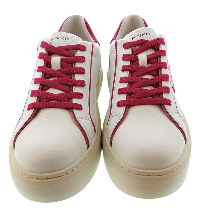 Pinko Women's White and Fuchsia Logo Platform Sneakers-