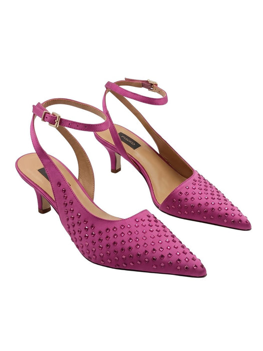 Pinko Women's Fuchsia Woven Leather Pointed-Toe Slingback Pumps-8