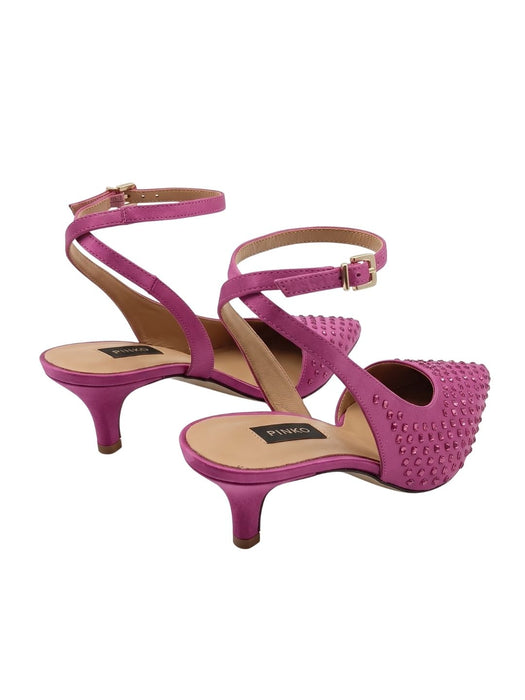 Pinko Women's Fuchsia Woven Leather Pointed-Toe Slingback Pumps