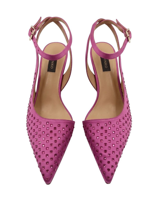Pinko Women's Fuchsia Woven Leather Pointed-Toe Slingback Pumps