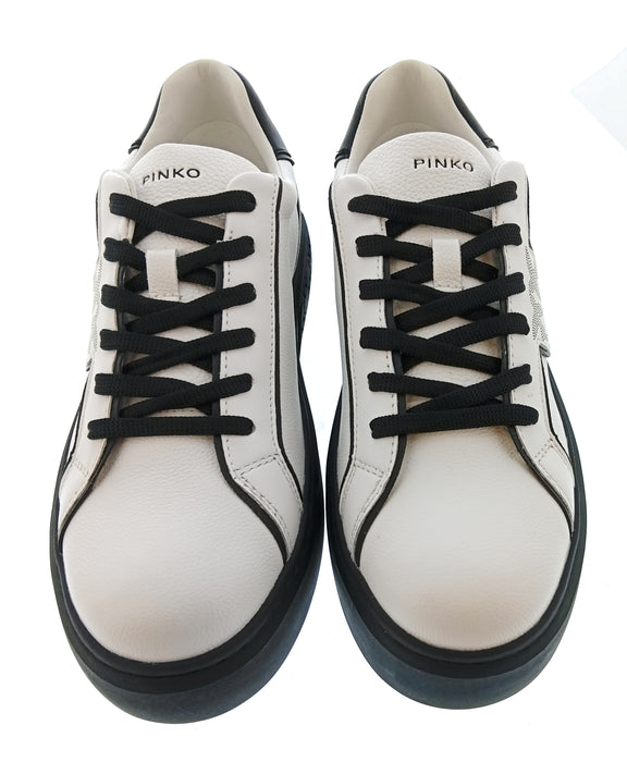 Pinko Women's White and Black Logo Platform Sneakers-
