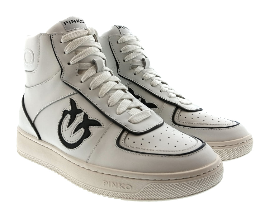 Pinko Women's White and Black Logo High-Top Sneakers-6