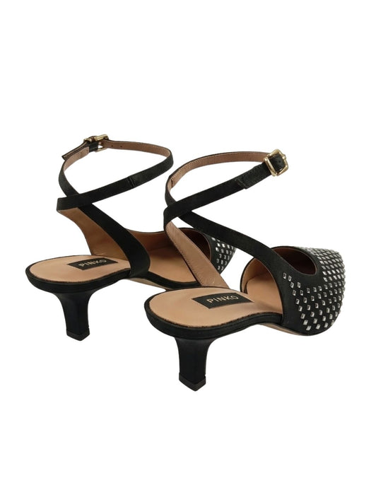 Pinko Women's Black Woven Leather Pointed-Toe Slingback Pumps