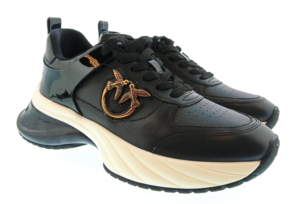 Pinko Women's Black and Gold Logo Chunky Sneakers-8