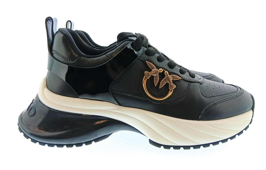 Pinko Women's Black and Gold Logo Chunky Sneakers-