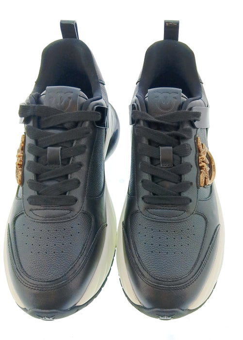 Pinko Women's Black and Gold Logo Chunky Sneakers-