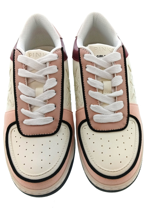 Pinko Women's Ivory Burgundy and Black Logo Sneakers-