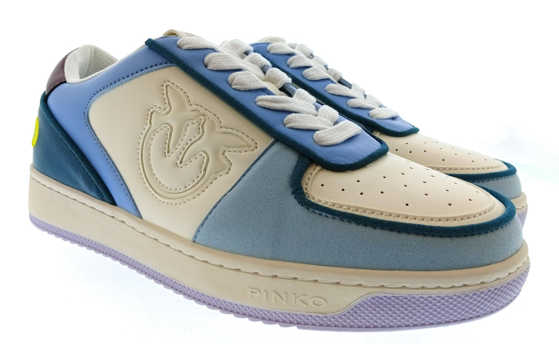 Pinko Women's Ivory Blue and Lilac Logo Sneakers-10.5
