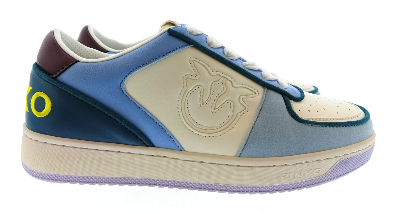 Pinko Women's Ivory Blue and Lilac Logo Sneakers-