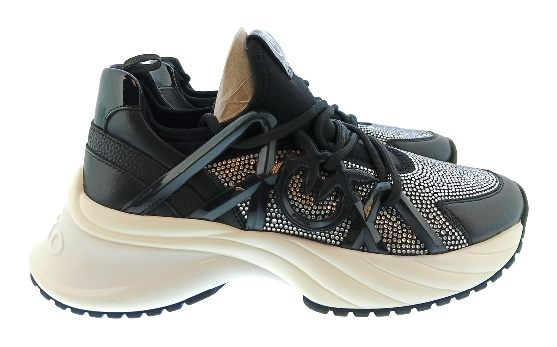 Pinko Women's Black Crystal-Embellished Chunky Sneakers-