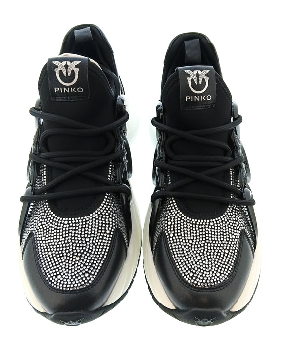 Pinko Women's Black Crystal-Embellished Chunky Sneakers-