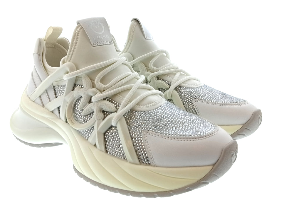 Pinko Women's White Crystal-Embellished Chunky Sneakers-10.5