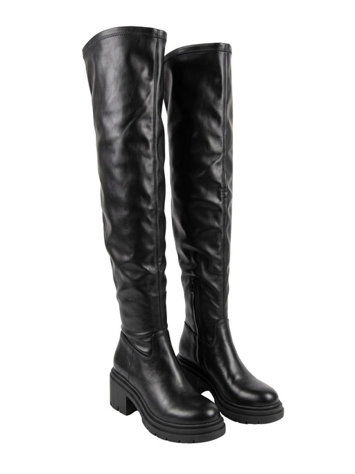 Pinko Women's Black Leather Platform Knee-High Boots