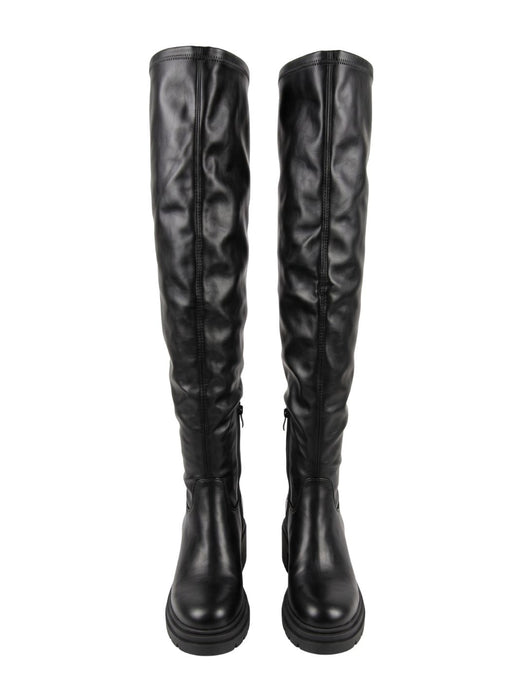 Pinko Women's Black Leather Platform Knee-High Boots