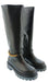 Pinko Women's Black Chain-Trim Knee-High Lug Boots-9