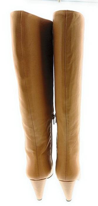 Pinko Women's Tan Pointed-Toe Knee-High Heeled Boots-