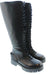 Pinko Women's Black Lace-Up Knee-High Lug Boots-