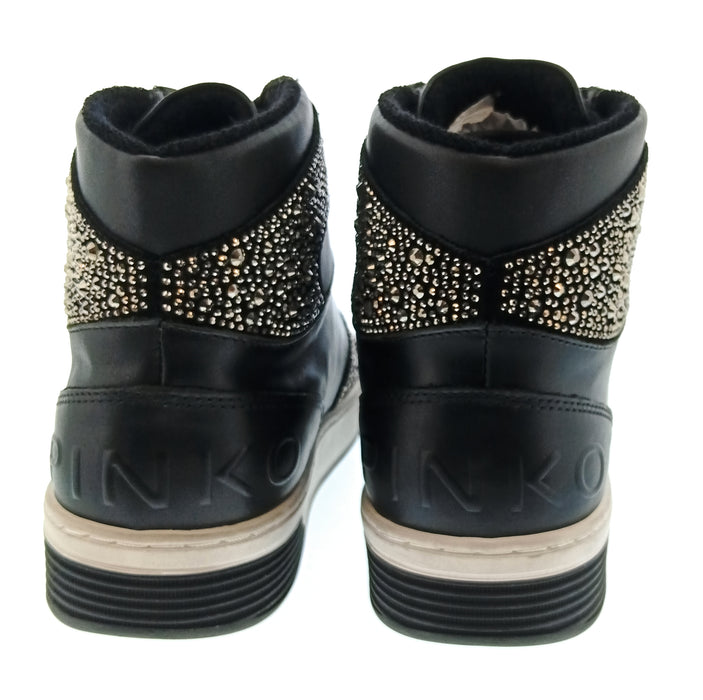 Pinko Women's Black and Gold Embellished High-Top Sneakers-