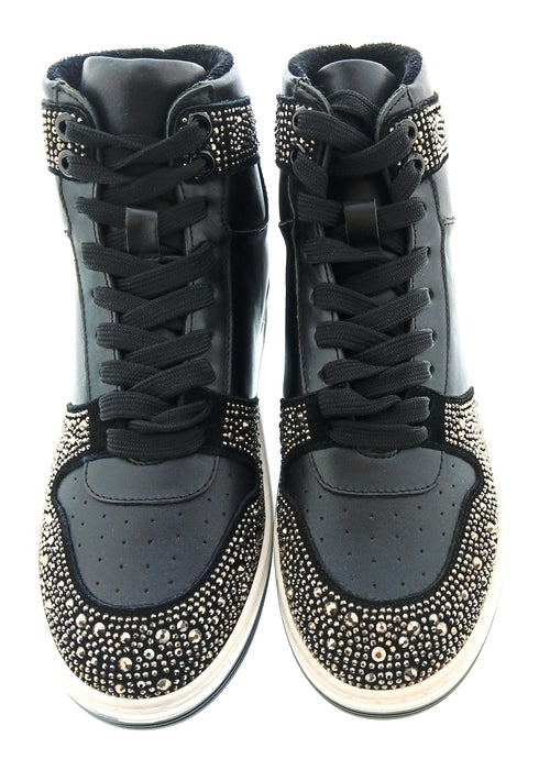 Pinko Women's Black and Gold Embellished High-Top Sneakers-