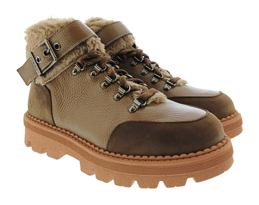 Pinko Women's Taupe Shearling-Trim Hiking Ankle Boots-
