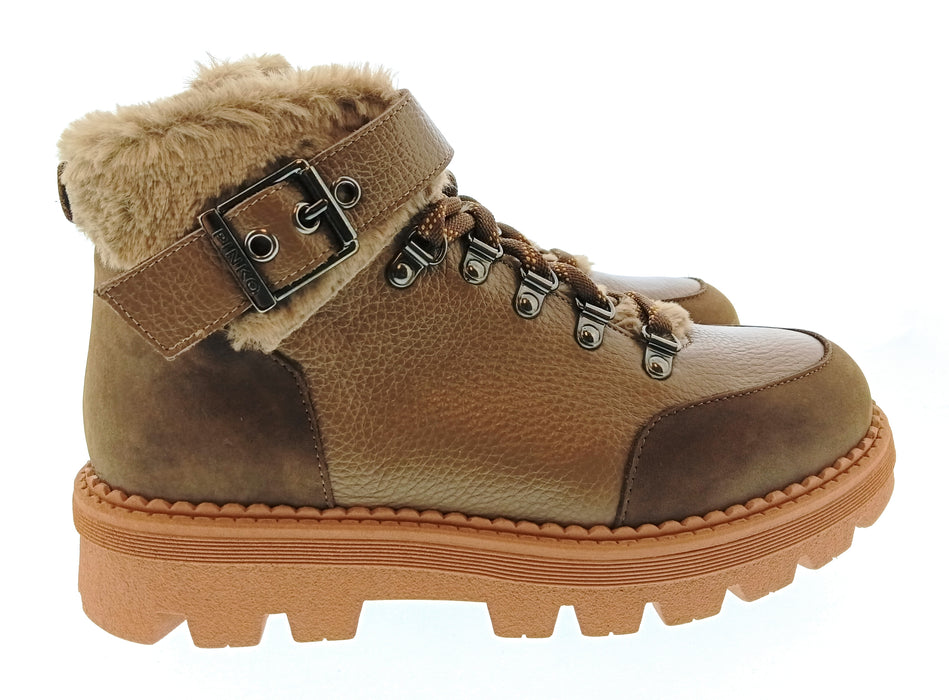 Pinko Women's Taupe Shearling-Trim Hiking Ankle Boots-