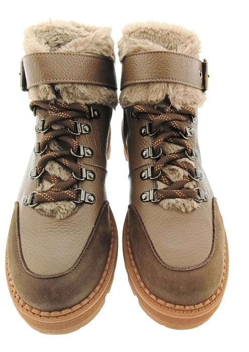 Pinko Women's Taupe Shearling-Trim Hiking Ankle Boots-