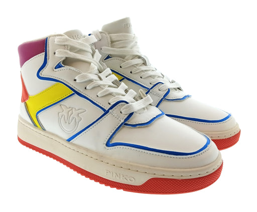 Pinko Women's White Multicolor Logo High-Top Sneakers-