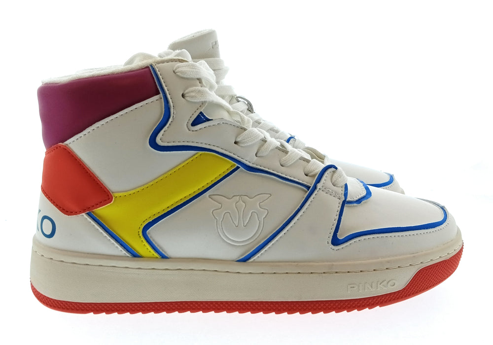 Pinko Women's White Multicolor Logo High-Top Sneakers-