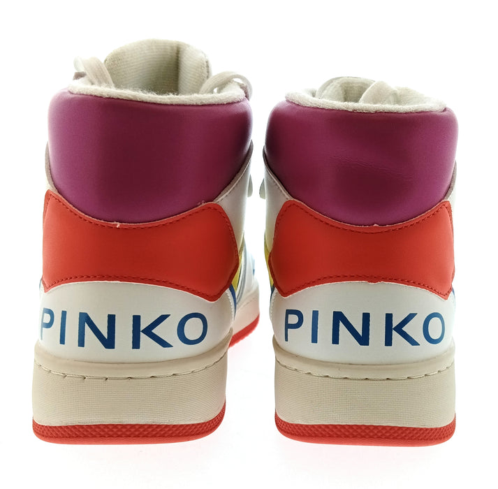 Pinko Women's White Multicolor Logo High-Top Sneakers-