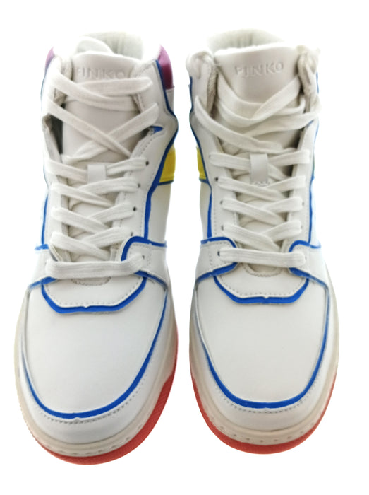 Pinko Women's White Multicolor Logo High-Top Sneakers-