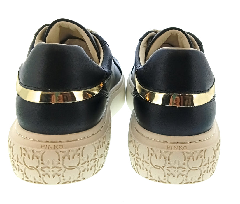 Pinko Women's Navy and Gold Logo Platform Sneakers-