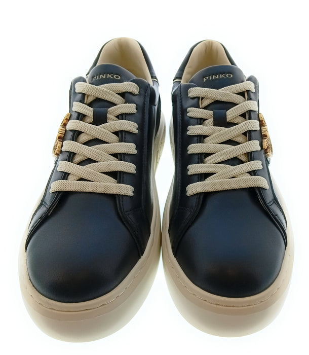 Pinko Women's Navy and Gold Logo Platform Sneakers-