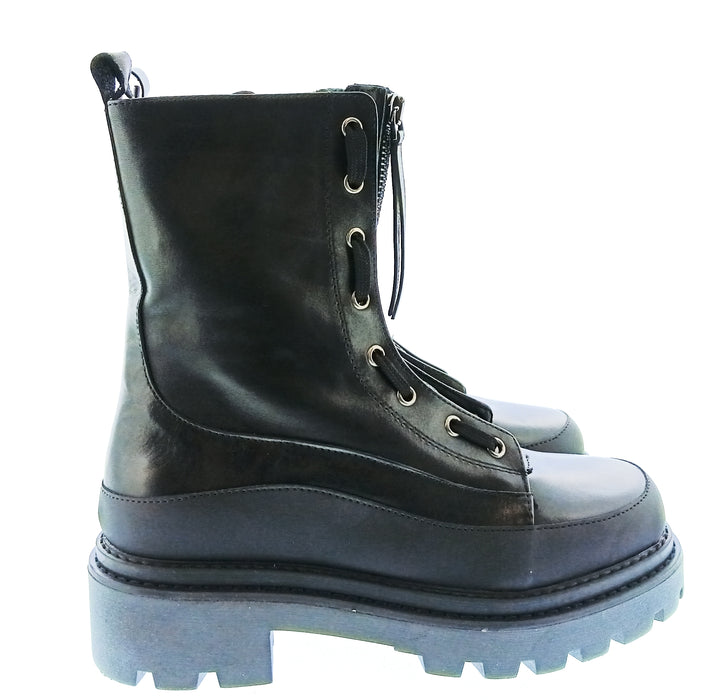 Pinko Women's Black Lace-Up Combat Ankle Boots-