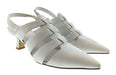 Pinko Women's White Woven Pointed-Toe Slingback Flats-