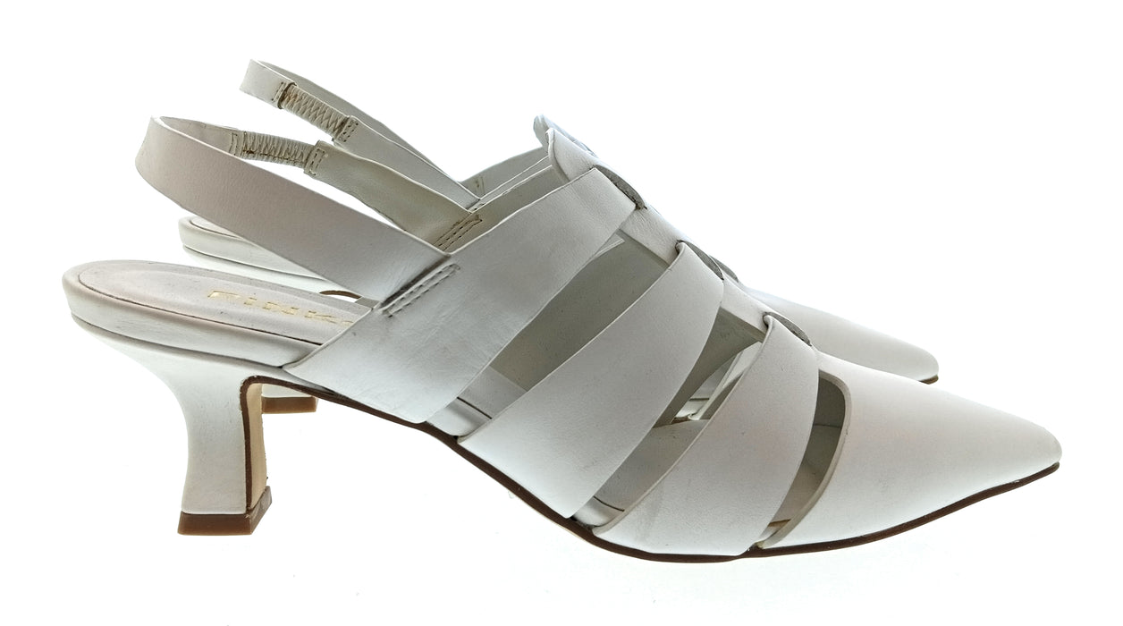 Pinko Women's White Woven Pointed-Toe Slingback Flats-