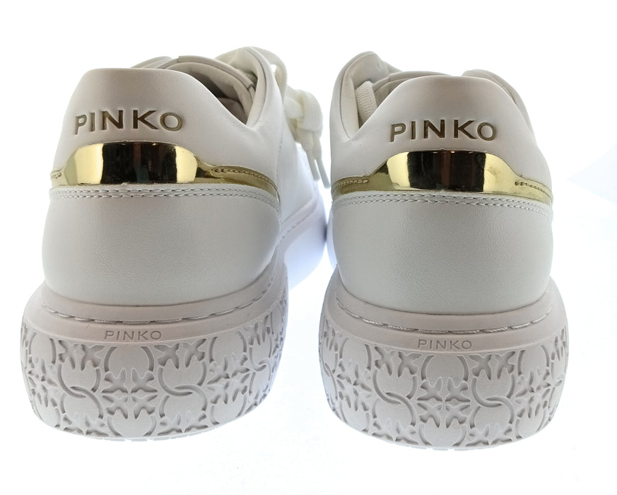 Pinko Women's White and Gold Logo Low-Top Sneakers-