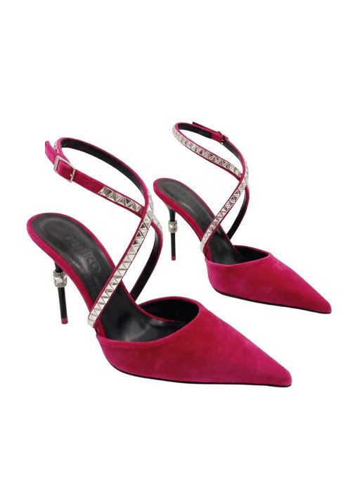 Pinko Women's Fuchsia Red Pointed-Toe Slingback Pumps-7