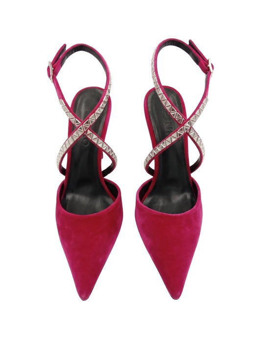 Pinko Women's Fuchsia Red Pointed-Toe Slingback Pumps-7
