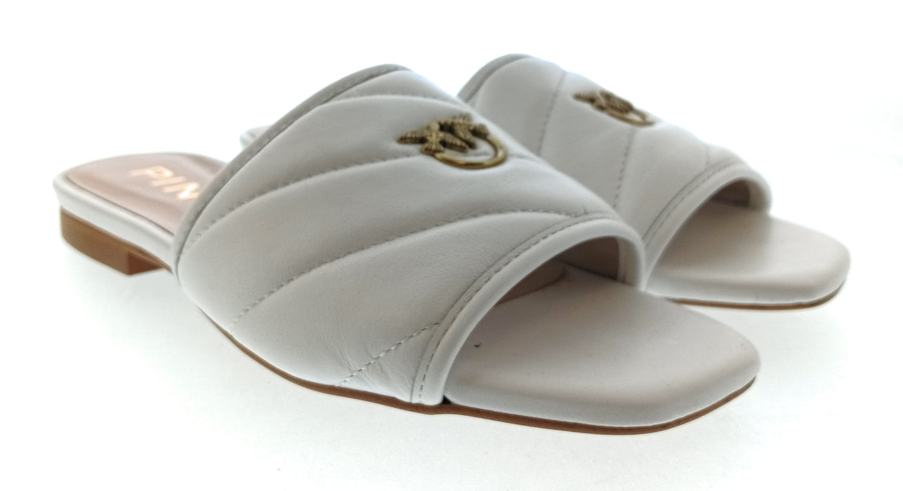 Pinko Women's White Padded Logo Slide Sandals-