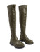 Pinko Women's Olive Quilted Polyurethane Lug-Sole Knee-High Boots-8