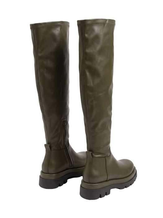 Pinko Women's Olive Quilted Polyurethane Lug-Sole Knee-High Boots-8