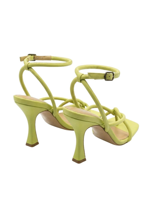 Pinko Women's Lime Green Leather Strappy High-Heel Sandals-7