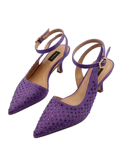 Pinko Women's Purple Woven Satin Pointed-Toe Slingback Pumps-8