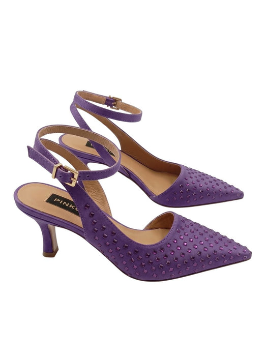 Pinko Women's Purple Woven Satin Pointed-Toe Slingback Pumps-8