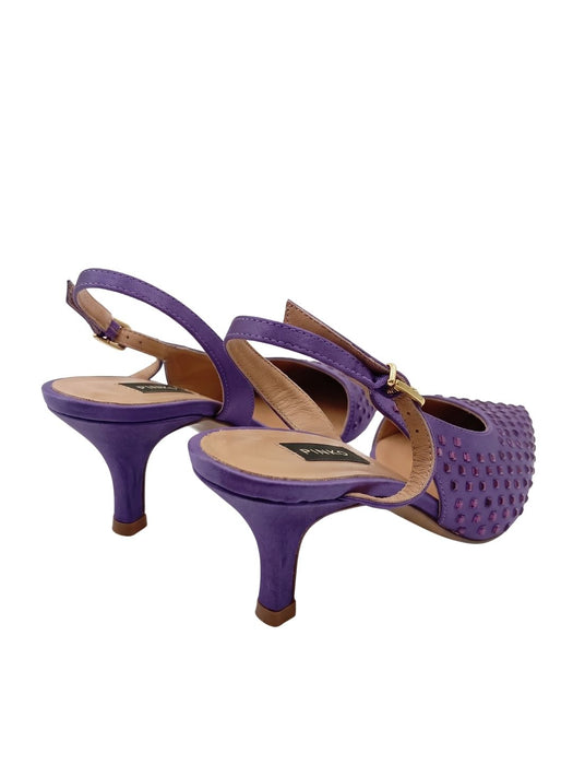 Pinko Women's Purple Woven Satin Pointed-Toe Slingback Pumps-8