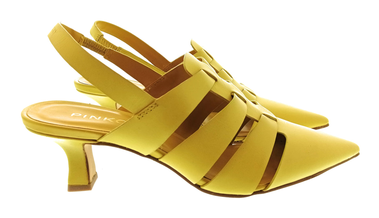 Pinko Women's Yellow Pointed-Toe Slingback Pumps-8