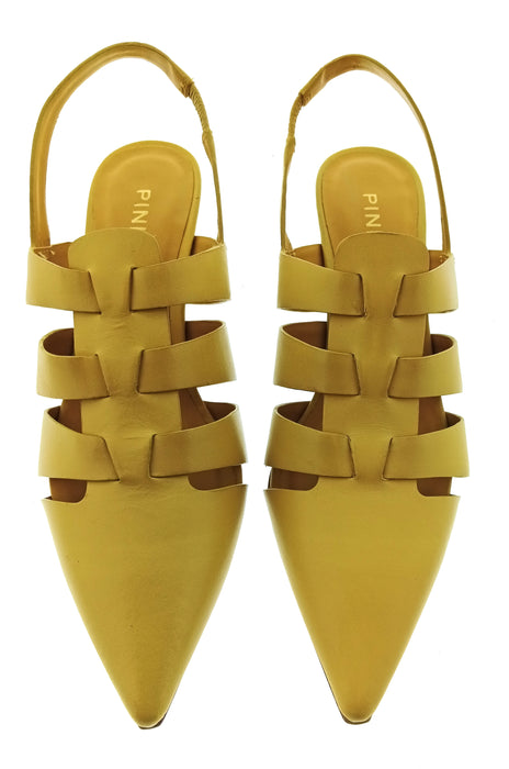 Pinko Women's Yellow Pointed-Toe Slingback Pumps-8