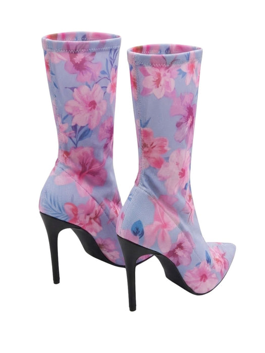Pinko Women's Pink Blue Floral Pointed-Toe Ankle Boots-7